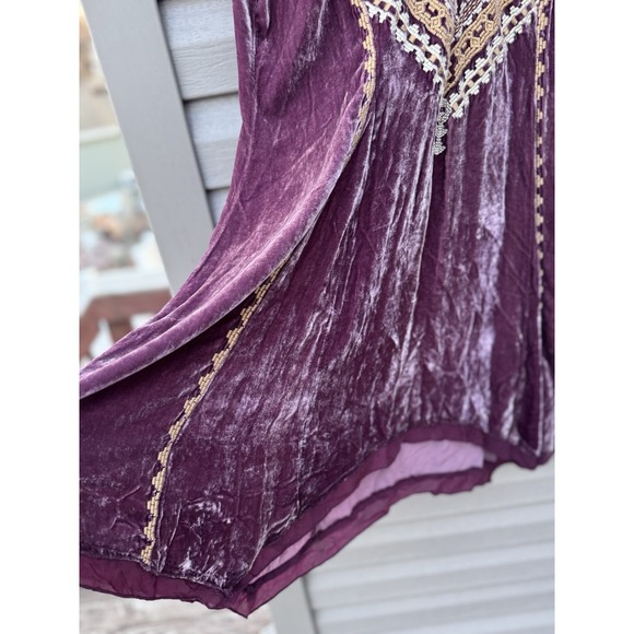 Johnny Was Velvet Blouse Women's XS Tisha High Low Embroidered Top Boho - Picture 5 of 8